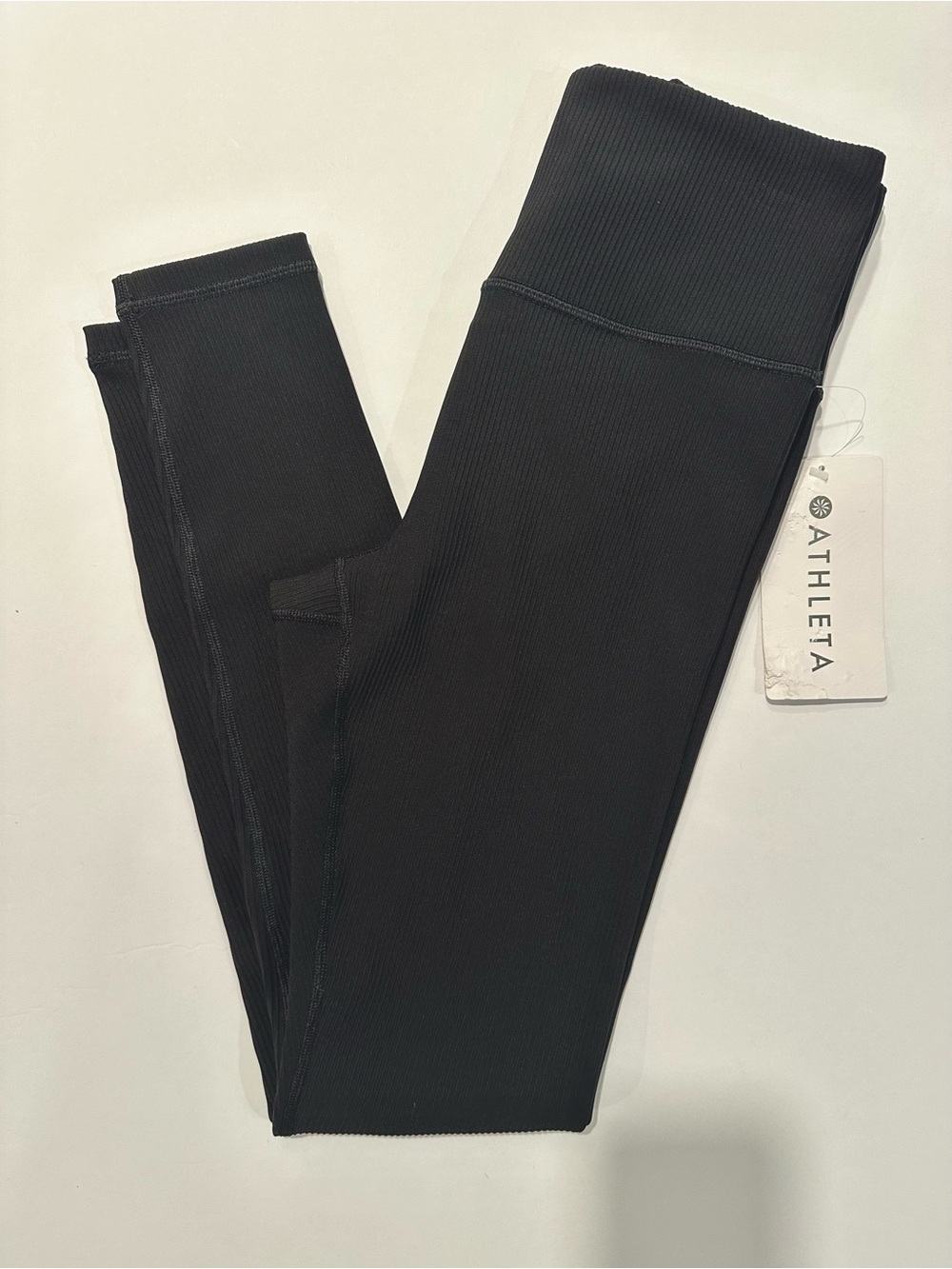 Athleta Elation Rib Tight Leggings Black XS NWT High Rise - Picture 1 of 14